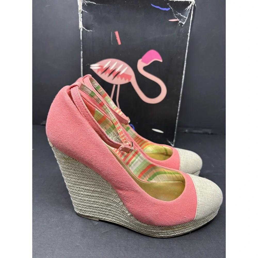 The Webster Miami At Target Pink Canvas Espadrille Wedge‎ Size 7.5